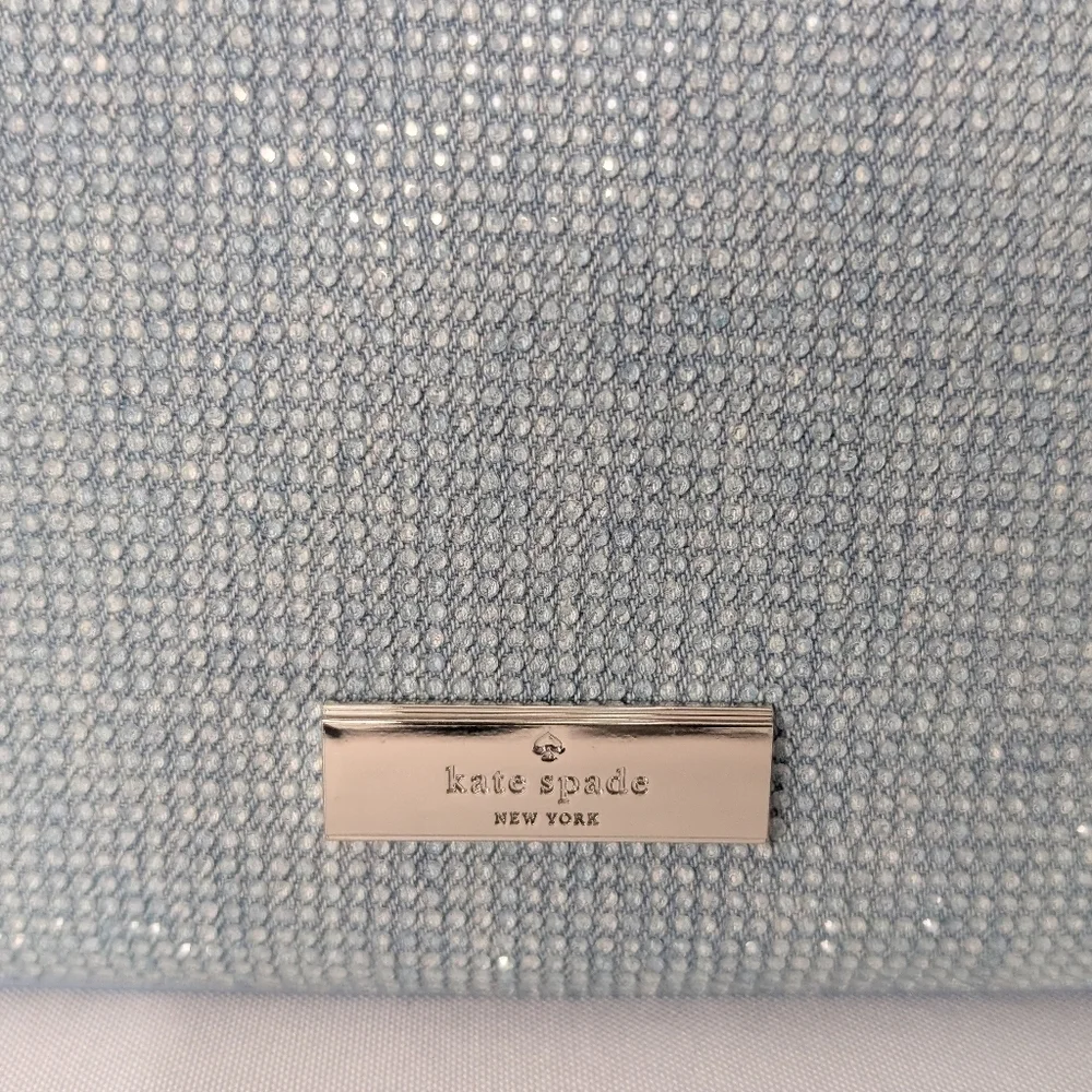 Kate Spade Madison Denim Rhinestone Studded Convertible Crossbody Light Blue